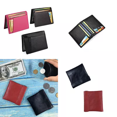 Men's Genuine Leather Thin Wallet Credit Card ID Holder Purse Mini Wallet Bag - • $6.23