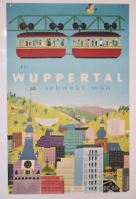 Original German Vintage Poster - Wuppertal - Monorail - Ca. 1955 • $295