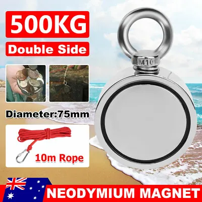 500KG Salvage Strong Recovery Magnet Neodymium Hook Treasure Hunting Fishing Kit • $33.45
