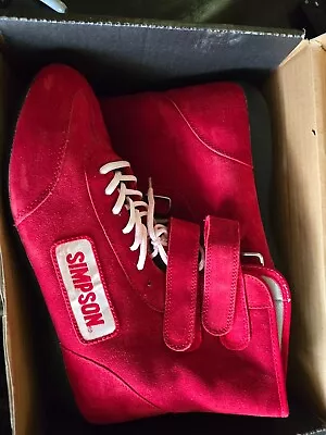 Simpson 28120R High Top Racing Shoes Adult Size 12 Red Worn Once • $45