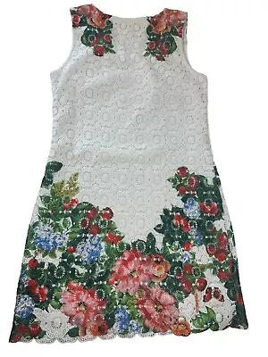 Miami Dress Women’s Size Large White Lace Floral Print Fitted Sleeveless Spring • $20.66