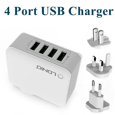 Travel Power Adaptor 4 USB Port Charger 4.4A Universal International AU EU US UK • $24.95