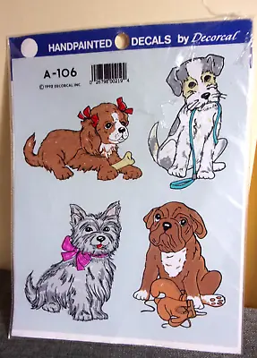 Cute 1992 Vintage Handpainted Puppy Dog Decals Transfers By Decorcal • $4.99