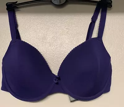 New Ex M&S Cotton Rich Padded Balcony T-Shirt Bra 30DD Purple • £5