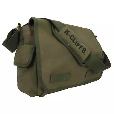 K-Cliffs Neutral Canvas Laptop Crossbody Bag Vintage Military Style. Olive • $43.19