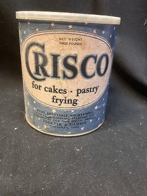 Vintage 3lb Crisco Can (Cardboard) With Lid Star Design • $19.99