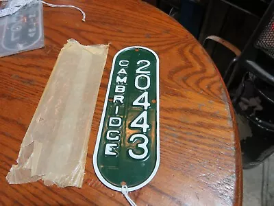 Mass Bicycle License Plate Cambridge No 20443 In Super Condition Never Used • $100