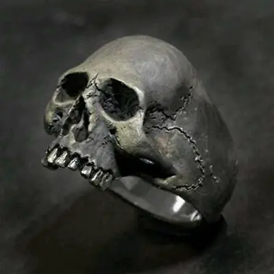 Black Horror Skull Ring Men's Jewelry Vintage Punk Biker Ring Males' Gift • $2.05