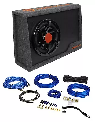 Rockville RWS10CA Slim 1000w 10  Powered Loaded Car Subwoofer Enclosure+Wire Kit • $154.95