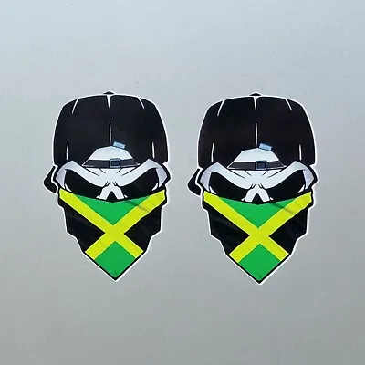 2x Small Skull With Face Bandana & Jamaica Jamaican Flag Vinyl Sticker 65x45mm • $3.62