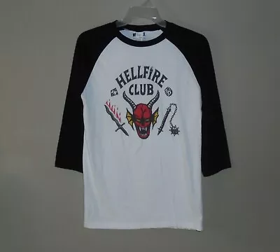 Stranger Things Hellfire Club White Black Raglan Shirt 2022 Netflix Adult Small • $14.99