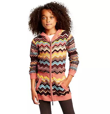 MISSONI For Target XL Girl’s Long Zip Hoodie Cardigan Multicolor Zig Zag EUC • $15