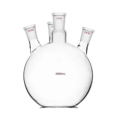 5000ml24/404-neckFlat Bottom Glass Flask5LFour NecksHeavy Wall Vessel • $134.99