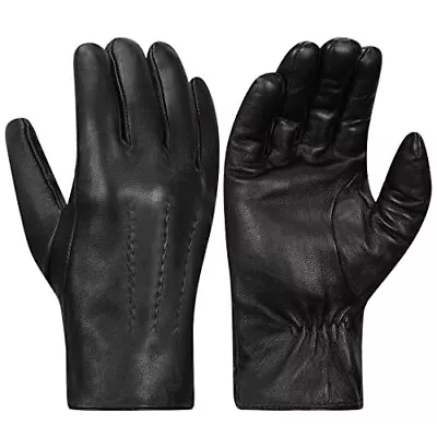 Leather Gloves ManWarm Luxury Rabbit Fur Lined Soft Genuine Leather Gloves F... • $31.62