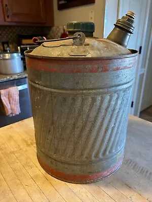 Vintage Old Galvanized Metal Gasoline Fuel Can 5 Gallons • $32