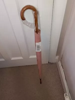 Blush Wood Stick Automatic Walking Umbrella BNWT • £17