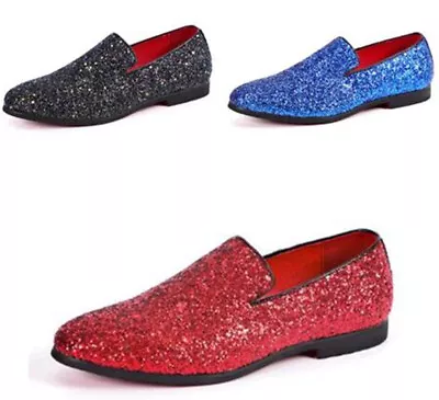 Mens Sequins Shiny Shoes Casual Club Party Wedding Bar Dress Work Oxfords OL  • $31.43