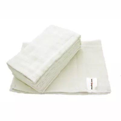 MuslinZ 6PK Prefold Pre Folds Washable Cloth Nappies Boosters Size 123 White • £9.99