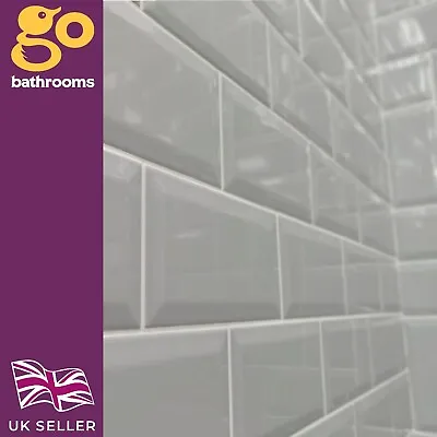 £15.41 • Buy Light Grey Brick Bevel Subway Metro Kitchen Bathroom Wall Tiles | 100x200mm Box