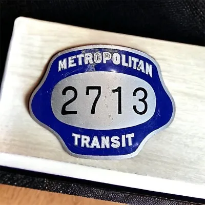 Vintage Metropolitan Transit Hat Badge Metal Enamel 2713 1950s • $20.99