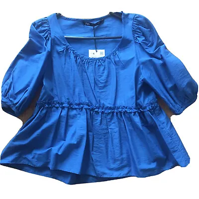 Zara Blue Peplum Top Small BNWT • £9.50