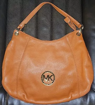 Michael Kors Fulton Orange Meduim Pebble Leather Shoulder & Crossbody Bag • $35
