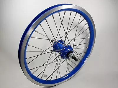 Kids 16  Front & Rear Bicycle Wheelset Freewheel Blue 36h BMX Folding Bike Alloy • $81.24