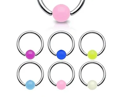 New Surgical Steel Captive Bead Ring With UV Ball Tragus Labret Stud Piercing • £1.79