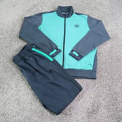 Adidas Track Suit Mens Large Gray Roland Garros Pro Tennis Warm Up Jacket Pants • $99.99