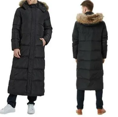 Men's Warm Snow Duck Down Coat Ankle Long Hooded Fur Collar Bodywarmer Overcoat • $205.58