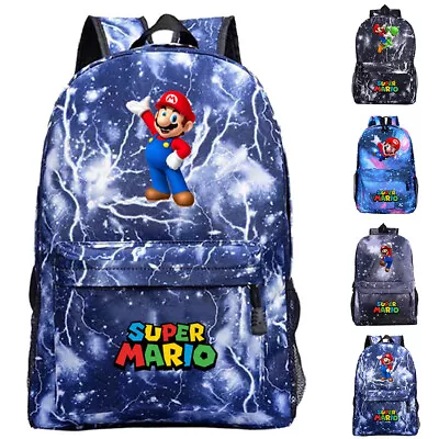 Super Mario Bro Backpack Kids Boy Girls School Bag Travel Shoulder Rucksack Gift • £16.39