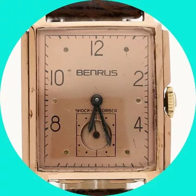 Vintage Benrus 14K Rose Gold Mechanical Watch W/ Strap 23MM • $1066.48