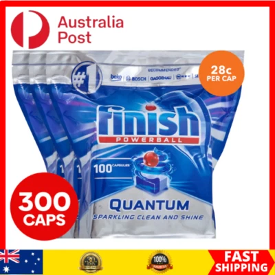 $98.88 • Buy  New Finish Powerball Quantum Sparkle Clean 3 X 100pk Dishwashing Tablets