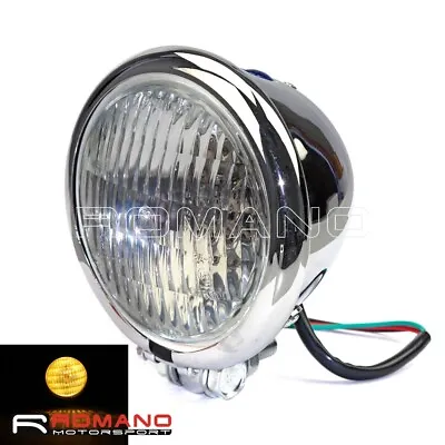 Motorcycle 4.5 Retro Round H4 Headlight Chrome For Harley Bobber Chopper Custom • $38.03