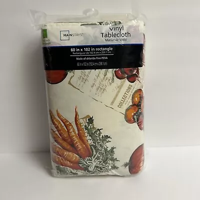 Mainstays Vinyl Tablecloth Luscious Garden Fall Decor Polyester Back 60 X 102 • $14.99