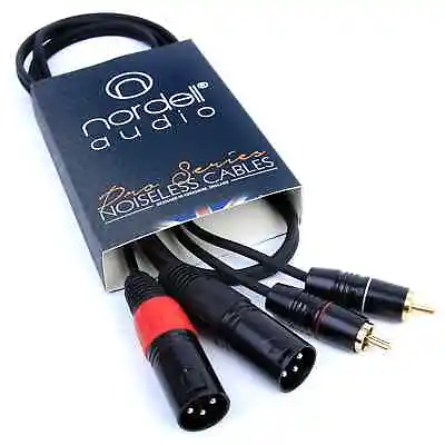 2 X Male XLR To RCA Phono Lead Cable 1.5m / 5ft • £8