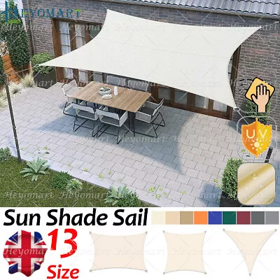 Heavy Duty Sun Shade Sail Garden Patio Awning Canopy 98% UV Block Waterproof Kit • £9.99