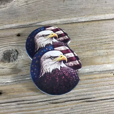 Bald Eagle American Flag  Car Coasters • $12