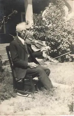 1934 Photo Old Gentleman Violin Player Violinist Signed On Back Gabriel Lena ? • $14.99