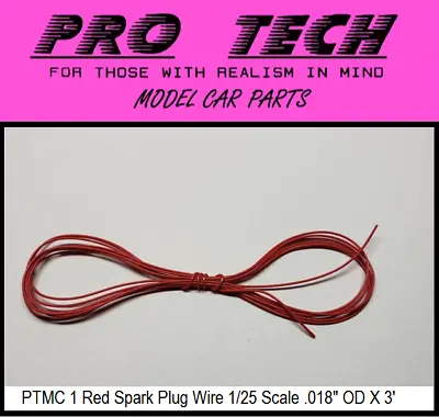 PTMC 1 Red Spark Plug Wire 1:25 Scale Search LBR Model Parts PRO TECH 4 More • $4.99