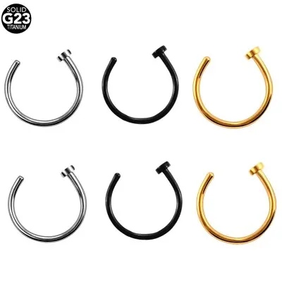 Stainless Steel Titanium Thin Fake Nose Ear Lip Body Ring Clip On No Piercing • $4.59