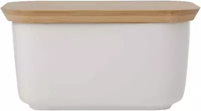 Maxwell & Williams White Basics Butter Dish With Bamboo Lid 13L X 9W X 9H Centim • $24.93