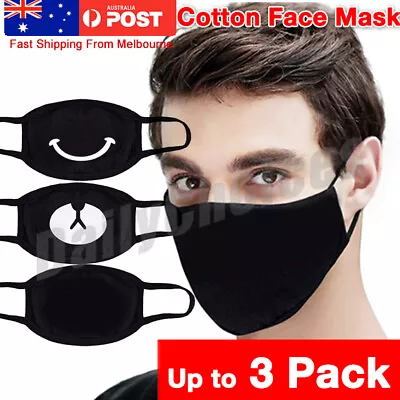 3 PACK Black Face Mask Cotton Fashion Washable Reusable Protective Adult Unisex • $5.29