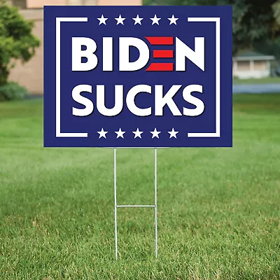  BIDEN SUCKS YARD SIGN Large 18in X 24in Double Sided & Frame • $29.99