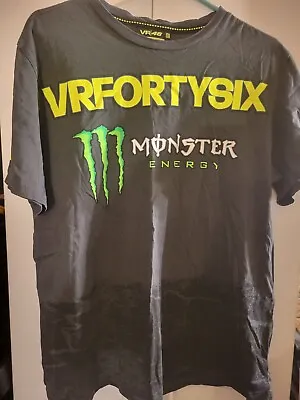 Monster Energy Valentino Rossi VR46 Racing Mens T-Shirt Size XL Gray 100% Cotton • $20.99