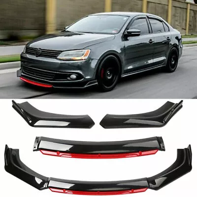$55.10 • Buy For VW Jetta MK6 MK7 Front Bumper Lip Splitter Chin Spoiler Glossy Black & Red