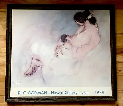 R C Gorman SIGNED Framed Artwork 1979 Print Autographed Navajo Woman And Child • $129