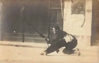 1910s RPPC Mexican Revolution FIGHTER STREET Rifle Devil Poster Photo Postcard • $150