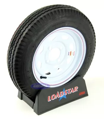 ST 4.80 X 12 Trailer Tire On 4 Bolt White Spoke Wheel LRC 990lb • $91.51