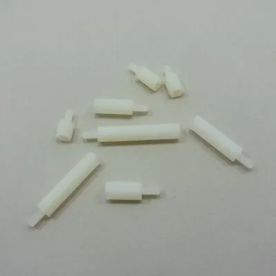 White Nylon Male M3 Thread Pillars + Nut Plastic PCB Spacer Studs Hex Standoff • £2.77